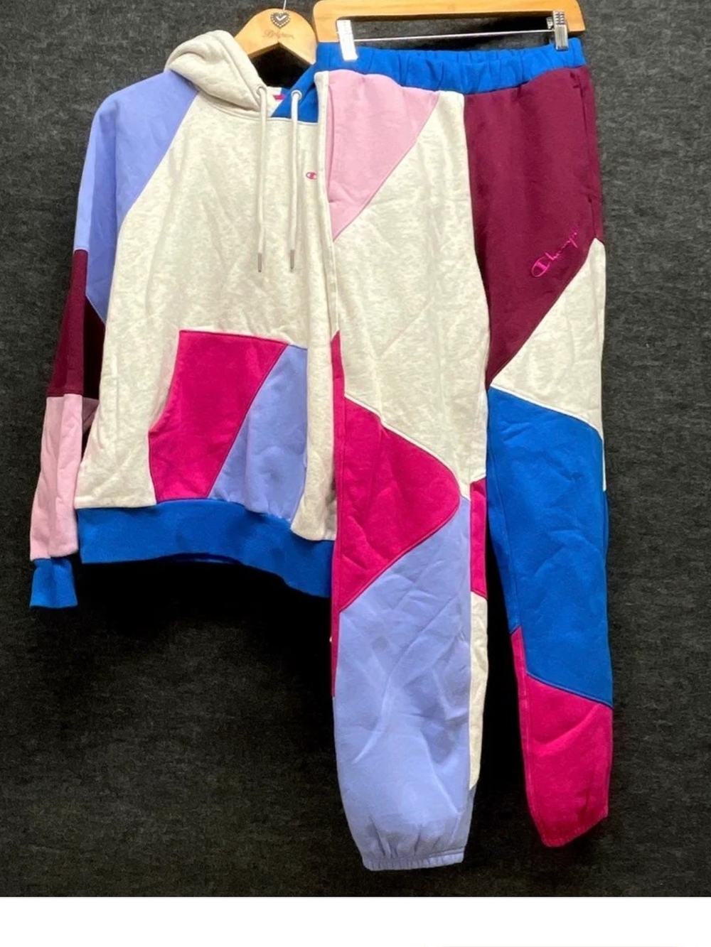 Champion Geometric Colorblock Hoodie & Pants Tracksuit Set
XS
